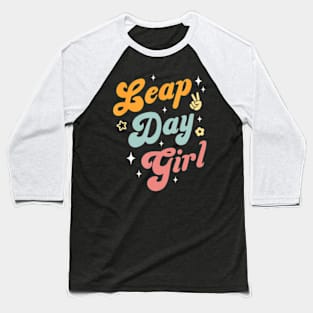 Cute Leap Day Girl Feb 29th Birthday Leap Day February 29 Baseball T-Shirt